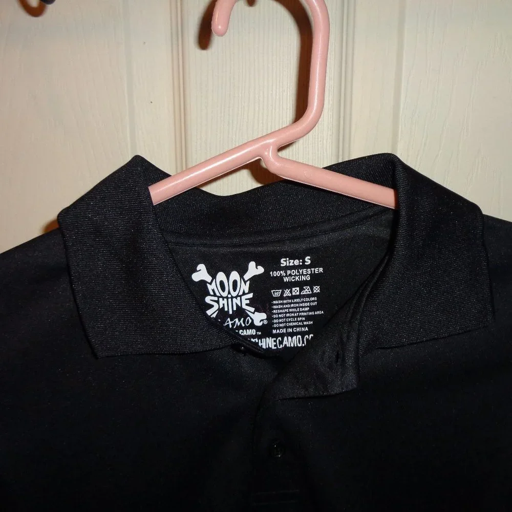 women's size small black polo shirt with pink camo on sides "Muddy Girl" nwt - Picture 2 of 3